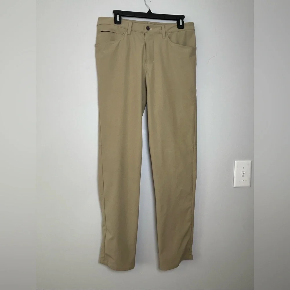 lululemon slim fit pants khaki beige size 31 stretch casual workwear